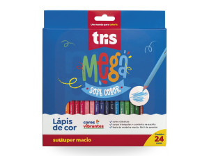 Kit Lápis de Cor Mega Soft Color 24 Cores + Apontador -  Tris 